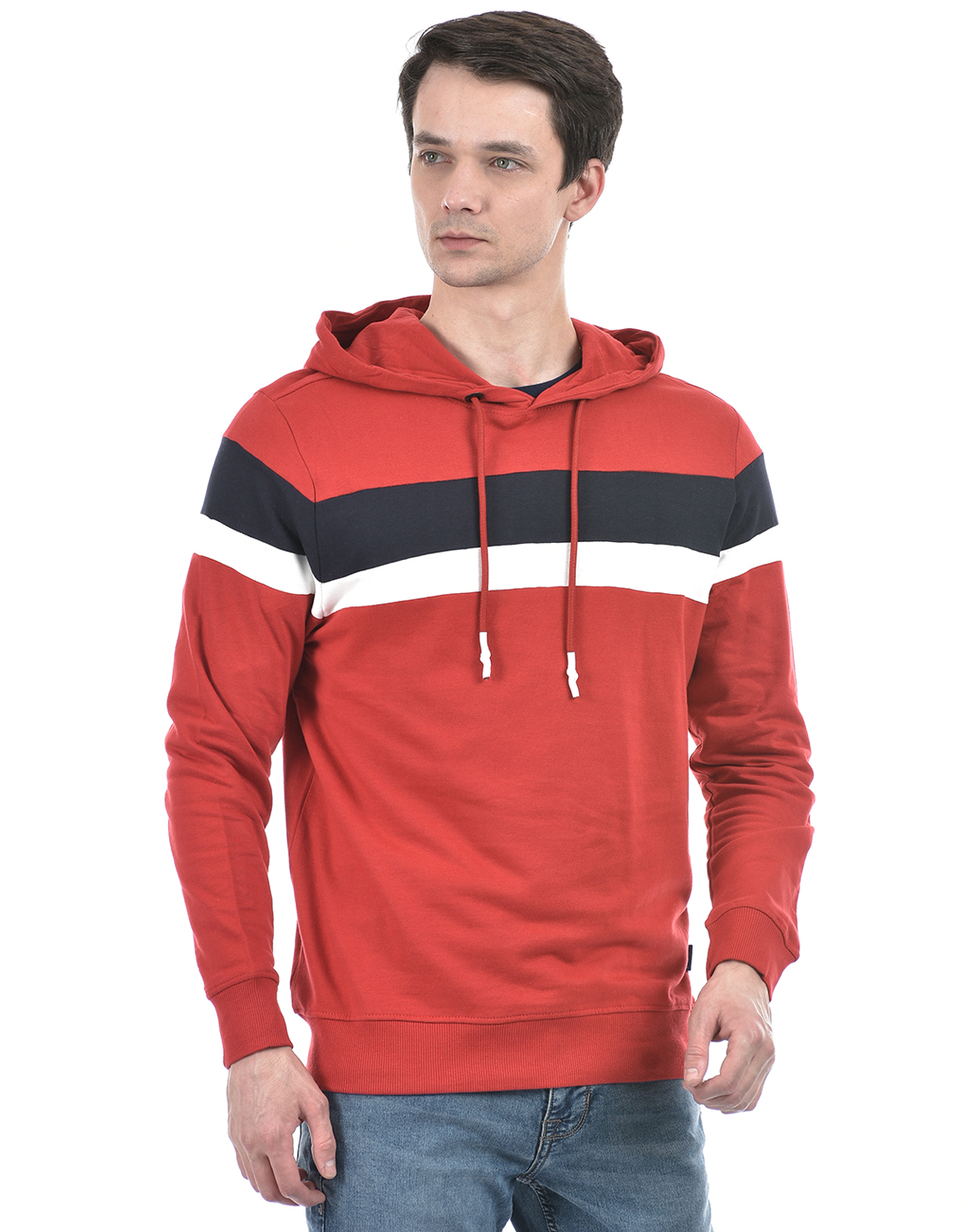 Numero Uno Men Striped Red Sweat Shirt